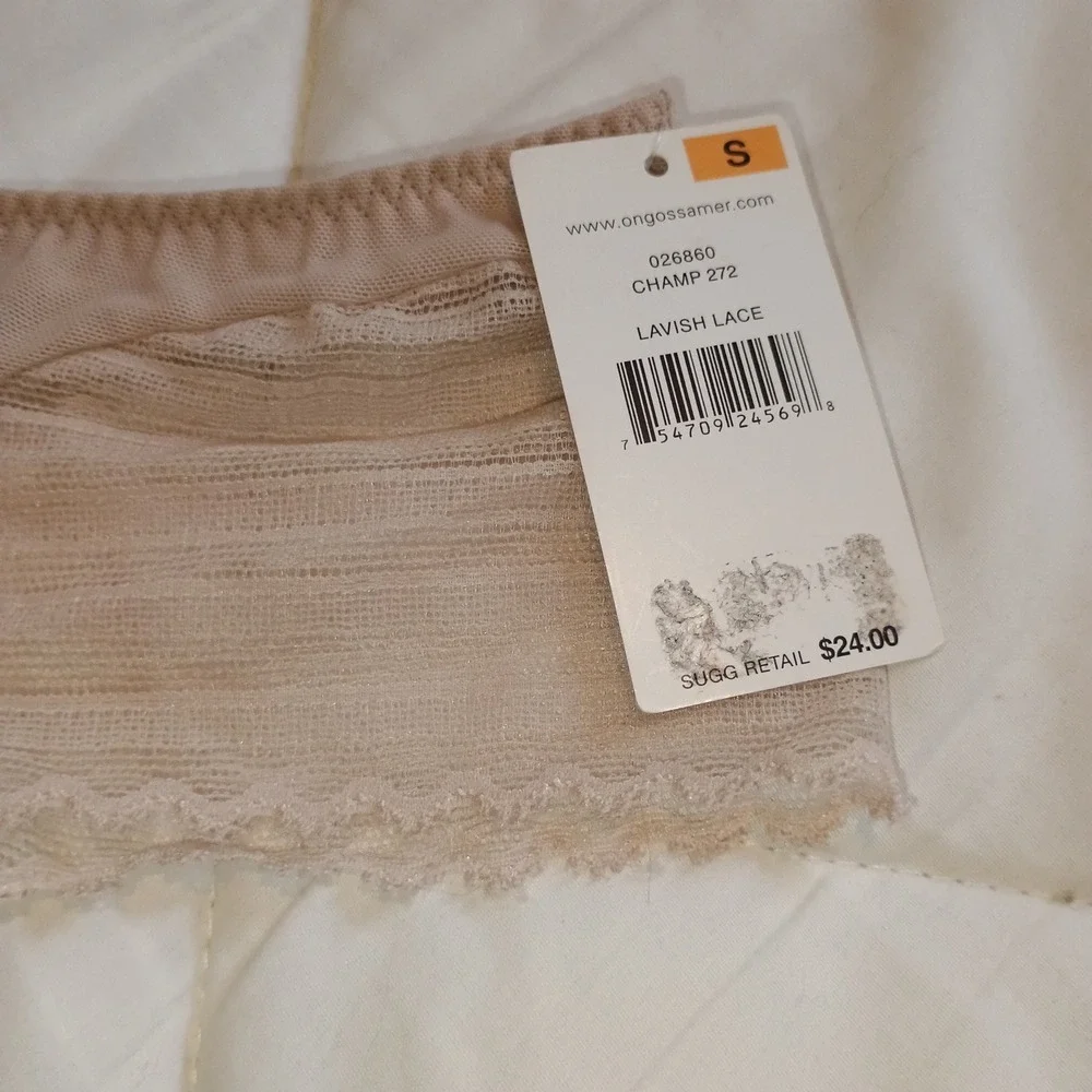 Ongossamer Lavish Lace‎ Champagne Thong Panties Lingerie Underwear Size S